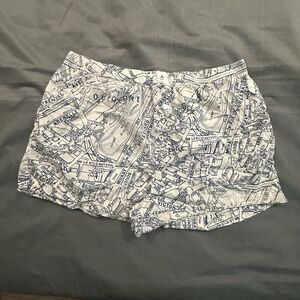 Anthropologie The Wren Boxer Shorts Paris City Map Womens Blue Cream Shorts